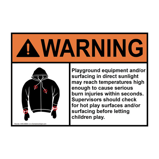 ANSI WARNING Playground equipment Sign With Symbol AWE-50604