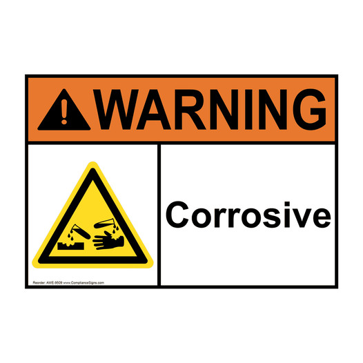 ANSI WARNING Corrosive Sign with Symbol AWE-9509