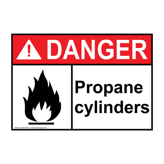 ANSI DANGER Propane Cylinders Sign with Symbol ADE-5390