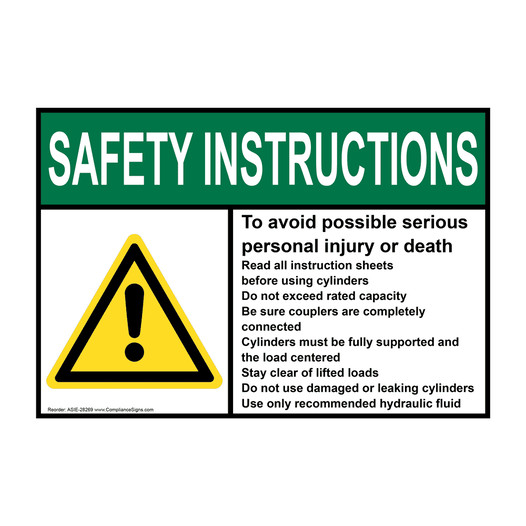 ANSI SAFETY INSTRUCTIONS To avoid possible serious personal Sign with Symbol ASIE-28269