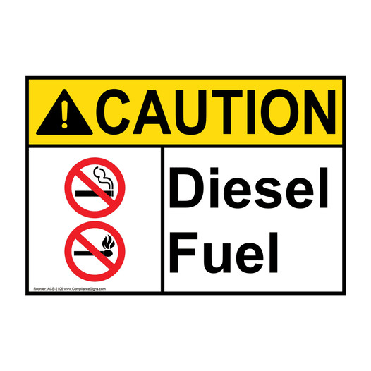 ANSI CAUTION Diesel Fuel Sign with Symbol ACE-2106