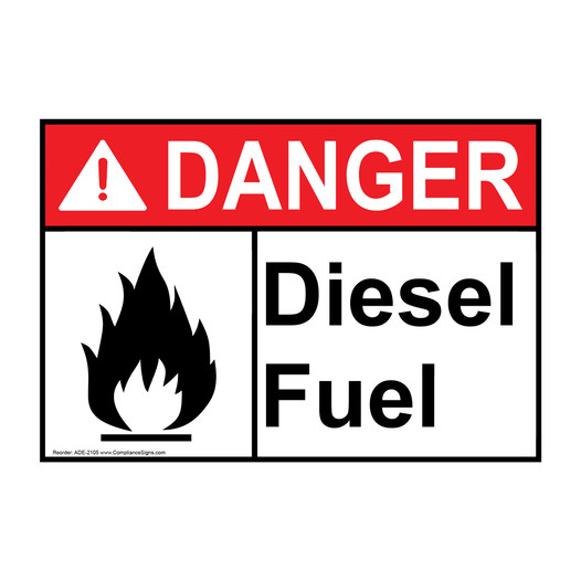 ANSI DANGER Diesel Fuel Sign with Symbol ADE-2105