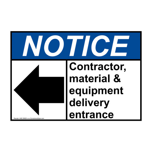 ANSI NOTICE Contractor, material & equipment Sign with Symbol ANE-28828
