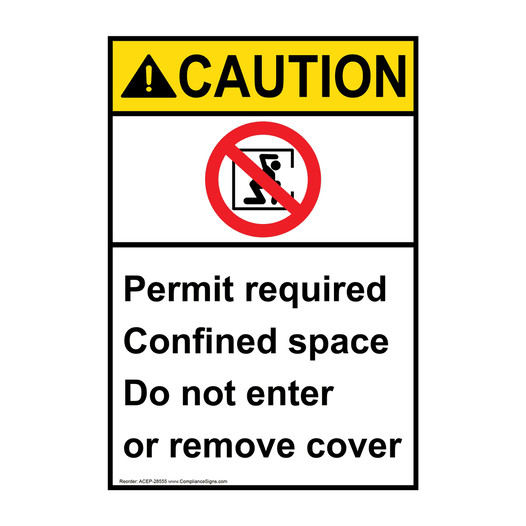Portrait ANSI CAUTION Permit required Sign with Symbol