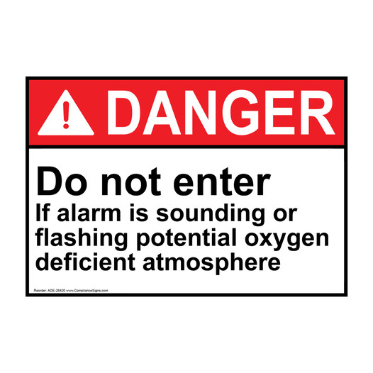 ANSI DANGER Do not enter If alarm is sounding Sign ADE-28420