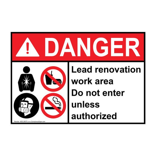 ANSI DANGER Lead renovation work Sign with Symbol ADE-28575