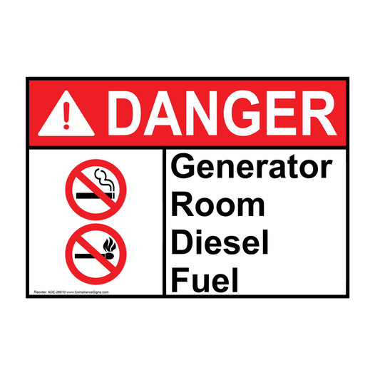 ANSI DANGER Generator Room Diesel Fuel Sign with Symbol ADE-28610