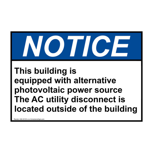 ANSI NOTICE This building is equipped with alternative Sign