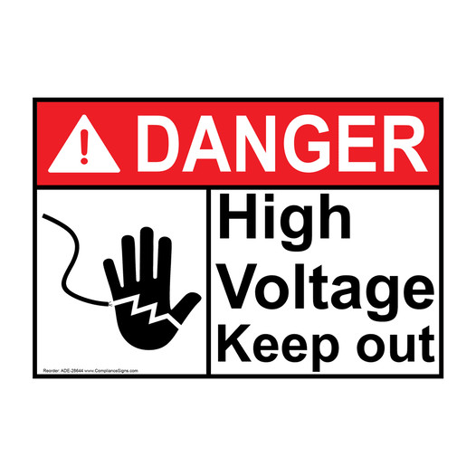 ANSI DANGER High Voltage Keep out Sign with Symbol ADE-28644