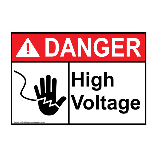 ANSI DANGER High Voltage Sign with Symbol ADE-3685