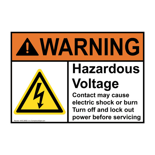 ANSI WARNING Hazardous Voltage Contact may Sign with Symbol