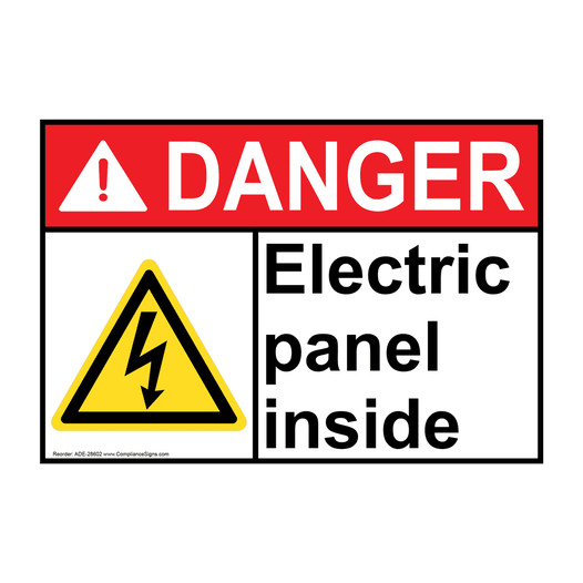 ANSI DANGER Electric panel inside Sign with Symbol ADE-28602