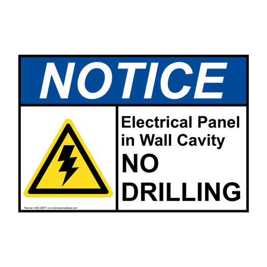 ANSI NOTICE Electrical Panel in Wall Cavity Sign with Symbol ANE-28577
