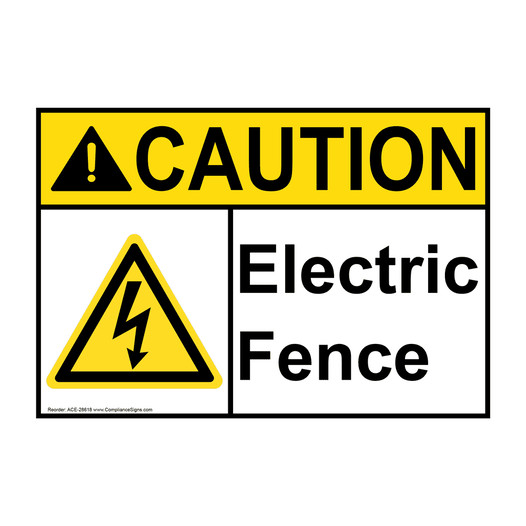 ANSI CAUTION Electric Fence Sign with Symbol ACE-28618