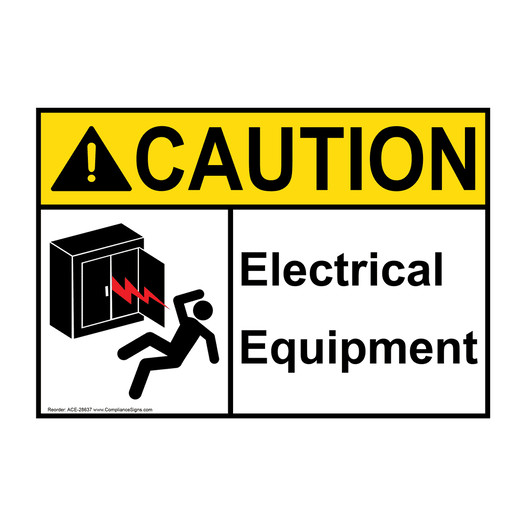 ANSI CAUTION Electrical Equipment Sign with Symbol ACE-28637
