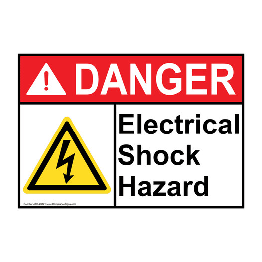 ANSI DANGER Electrical Shock Hazard Sign with Symbol ADE-28621
