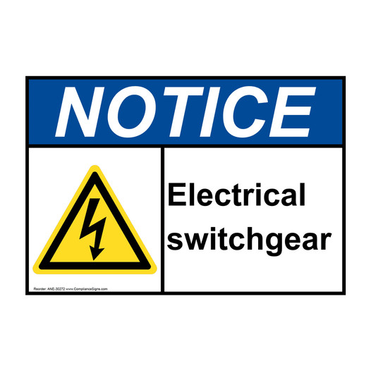 ANSI NOTICE Electrical switchgear Sign with Symbol ANE-30272