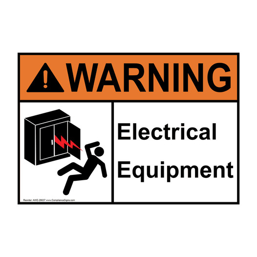 ANSI WARNING Electrical Equipment Sign with Symbol AWE-28637