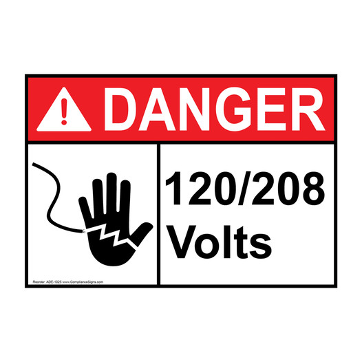 ANSI DANGER 120/208 Volts Sign with Symbol