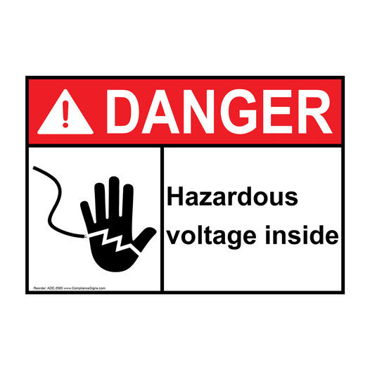 ANSI DANGER Hazardous Voltage Inside Sign with Symbol ADE-3565