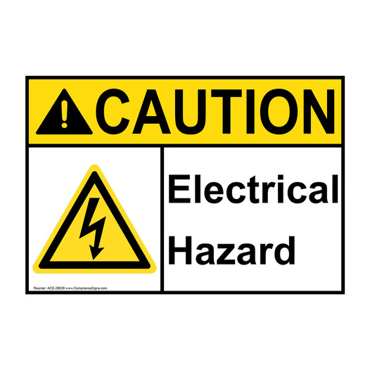 ANSI CAUTION Electrical Hazard Sign with Symbol ACE-28638