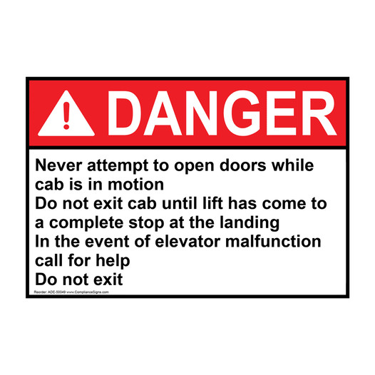 ANSI DANGER Never attempt to open doors Sign ADE-50049