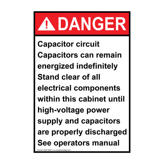 Vertical Capacitor Circuit Capacitors Can Sign ANSI Danger