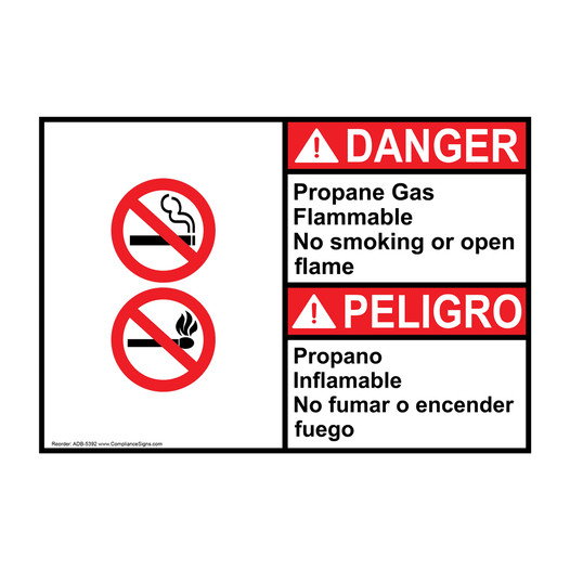 English + Spanish ANSI DANGER Propane Gas With Symbol Sign With Symbol ADB-5392