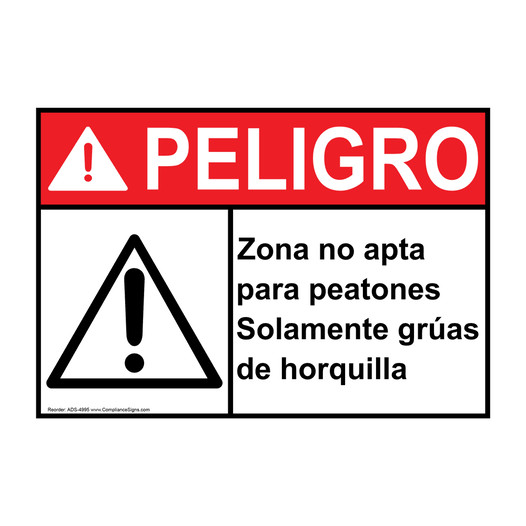 Spanish ANSI DANGER Not A Pedestrian Walkway Fork Trucks Sign With Symbol ADS-4995