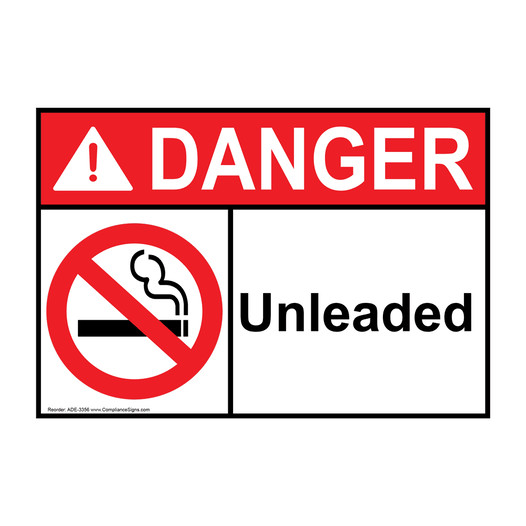 ANSI DANGER Unleaded Sign with Symbol ADE-3356