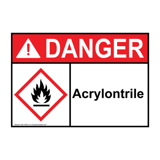 ANSI DANGER Acrylontrile Sign with GHS Symbol ADE-37853