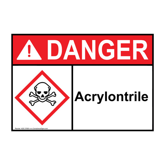 ANSI DANGER Acrylontrile Sign with GHS Symbol ADE-37856