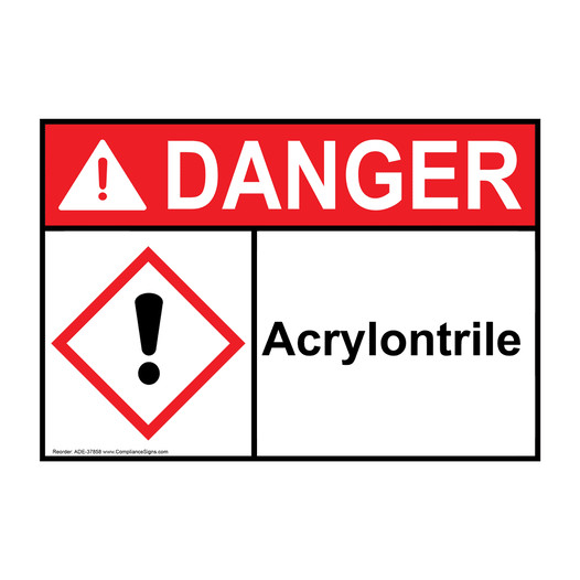 ANSI DANGER Acrylontrile Sign with GHS Symbol ADE-37858