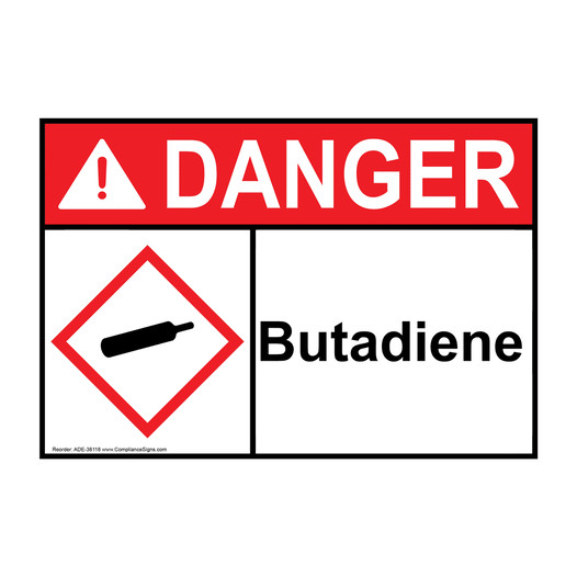 ANSI DANGER Butadiene Sign with GHS Symbol ADE-38118