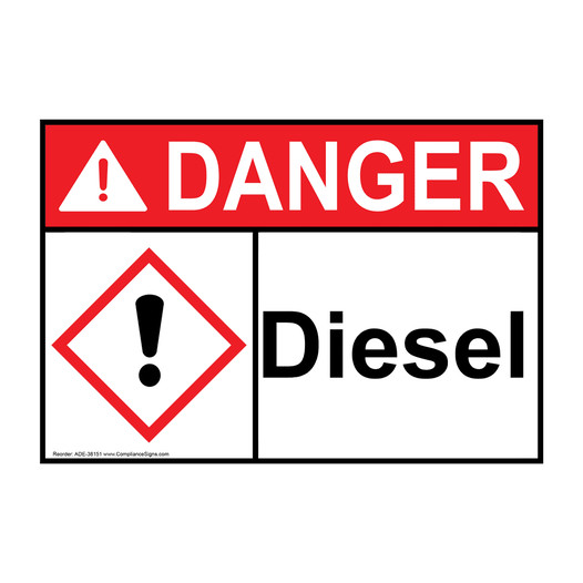 ANSI DANGER Diesel Sign with GHS Symbol ADE-38151