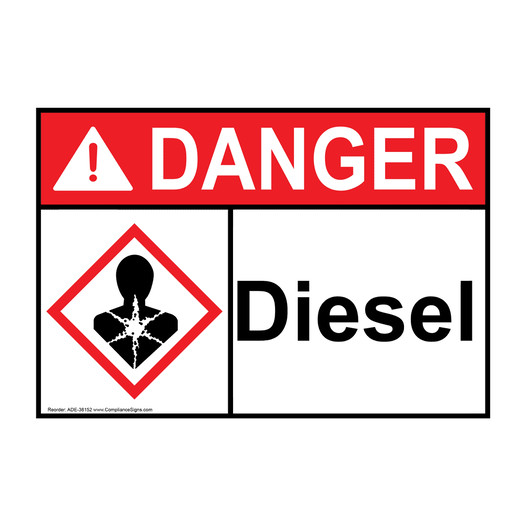 ANSI DANGER Diesel Sign with GHS Symbol ADE-38152
