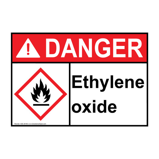 ANSI DANGER Ethylene oxide Sign with GHS Symbol ADE-38160