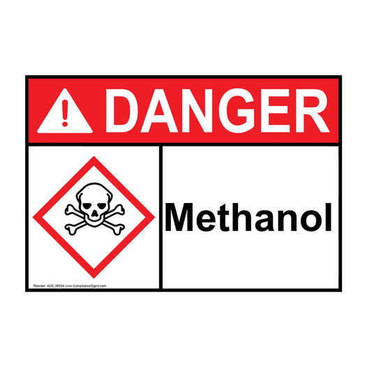 ANSI DANGER Methanol Sign with GHS Symbol ADE-38554