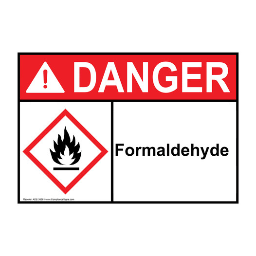 ANSI DANGER Formaldehyde Sign with GHS Symbol ADE-38561