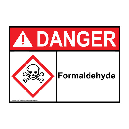 ANSI DANGER Formaldehyde Sign with GHS Symbol ADE-38563