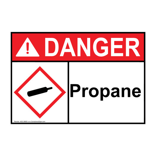 ANSI DANGER Propane Sign with GHS Symbol ADE-38600