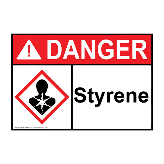 ANSI DANGER Styrene Sign with GHS Symbol ADE-38836