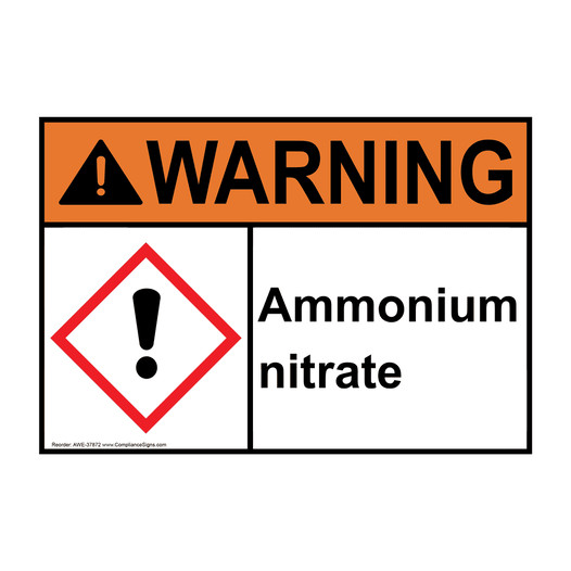 ANSI WARNING Ammonium nitrate Sign with GHS Symbol AWE-37872