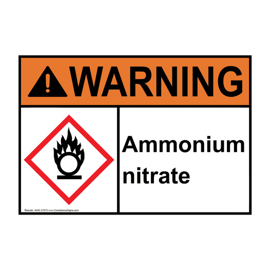ANSI WARNING Ammonium nitrate Sign with GHS Symbol AWE-37873
