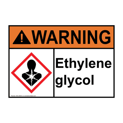 ANSI WARNING Ethylene glycol Sign with GHS Symbol AWE-38546