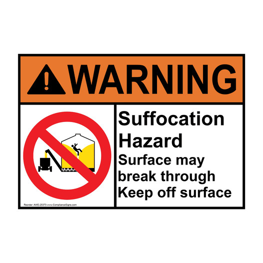 ANSI WARNING Suffocation Hazard With Symbol Sign with Symbol AWE-25373
