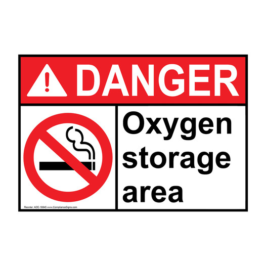 ANSI DANGER Oxygen storage area Sign with Symbol ADE-16845