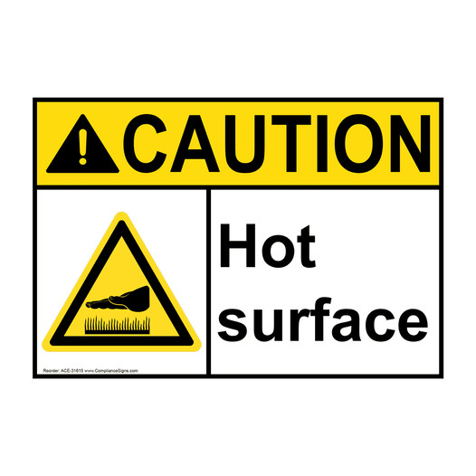ANSI CAUTION Hot surface Sign with Symbol ACE-31615