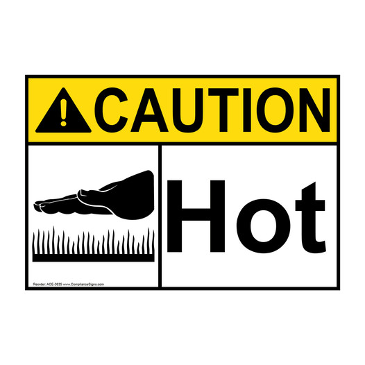 ANSI CAUTION Hot Sign with Symbol ACE-3835