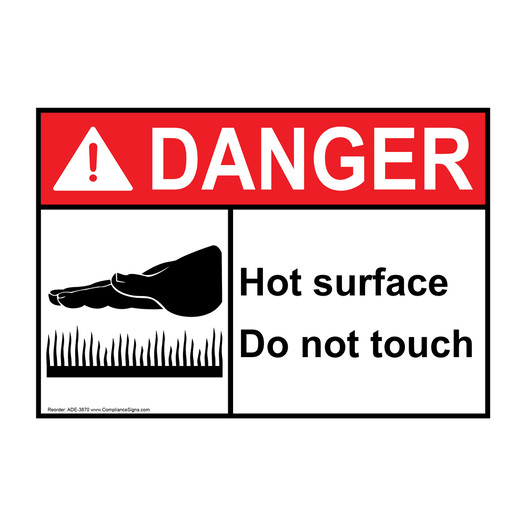 ANSI DANGER Hot Surface Do Not Touch Sign with Symbol ADE-3870